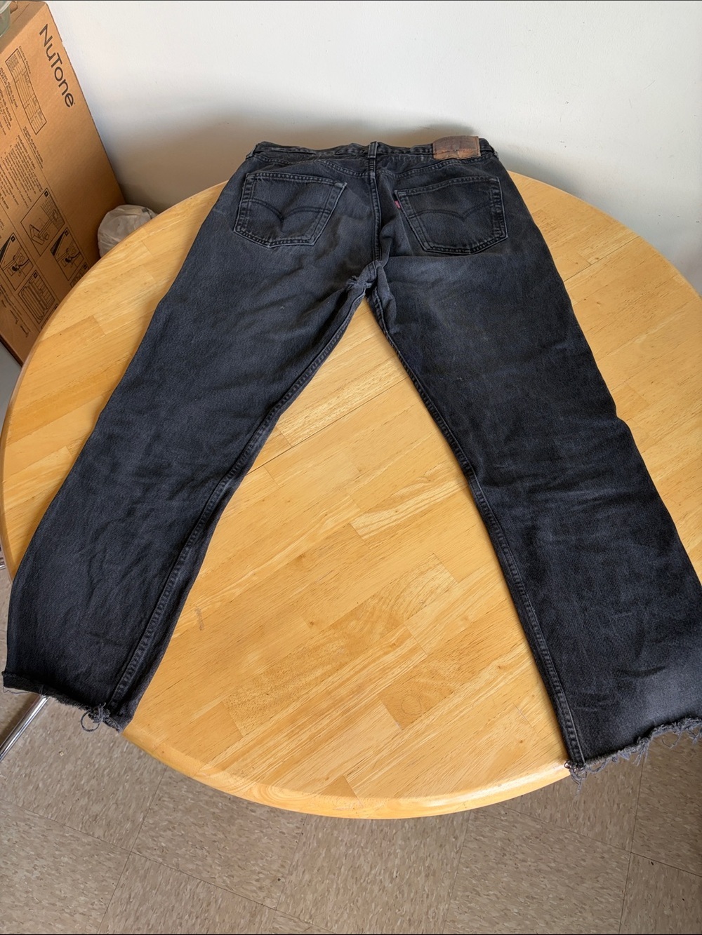 Levi's Black Distressed Jeans w/ Creation of Adam Knee Patch Art | 34x28 - Picture 2 of 11